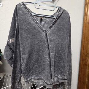 FP Movement by Free People Gray V-Neck Hoodie